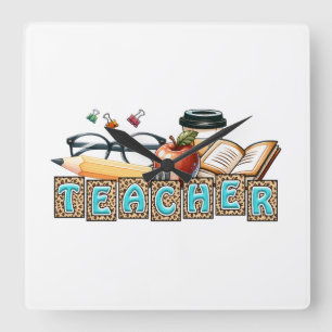 Teacher Gift   Pencil Teacher Square Wall Clock