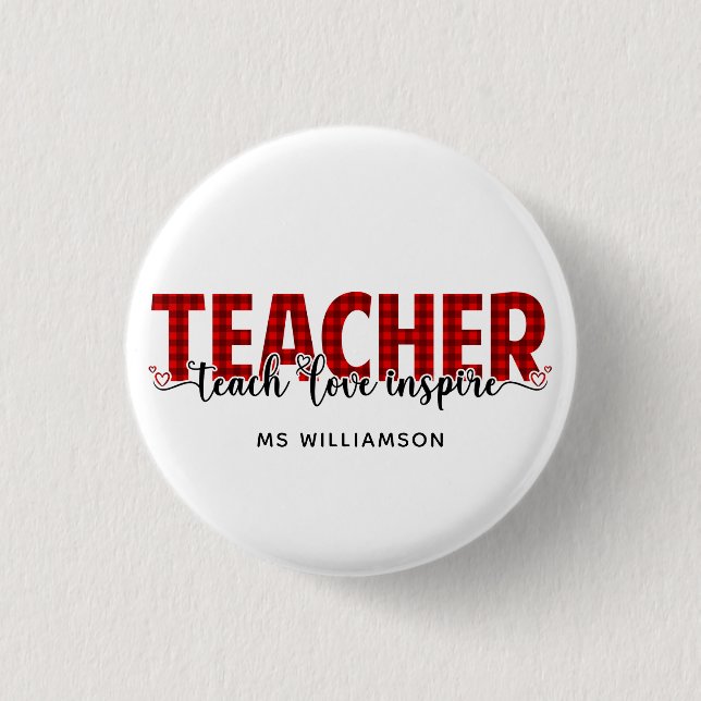 Teacher Gift Personalised Teacher  3 Cm Round Badge (Front)