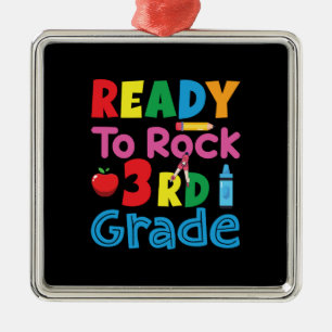 Teacher Gift   Ready To Rock 3rd Grade Metal Ornament
