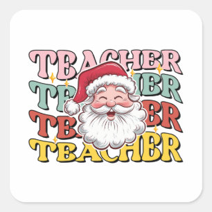 Teacher Gift Santa Teacher Square Sticker
