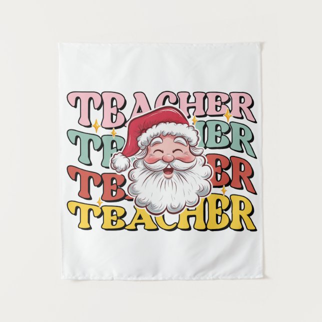 Teacher Gift | Santa Teacher Tapestry (Front)