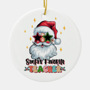 Teacher Gift Santas Favourite Teacher Ceramic Ornament
