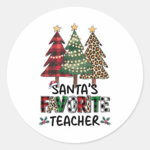 Teacher Gift Santa's Favourite Teacher Classic Round Sticker