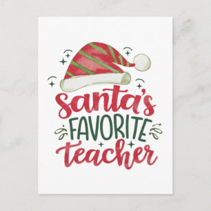 Teacher Gift   Santa's Favourite Teacher Holiday Postcard