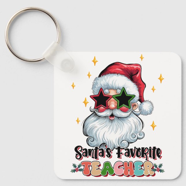 Teacher Gift | Santas Favourite Teacher Key Ring (Front)