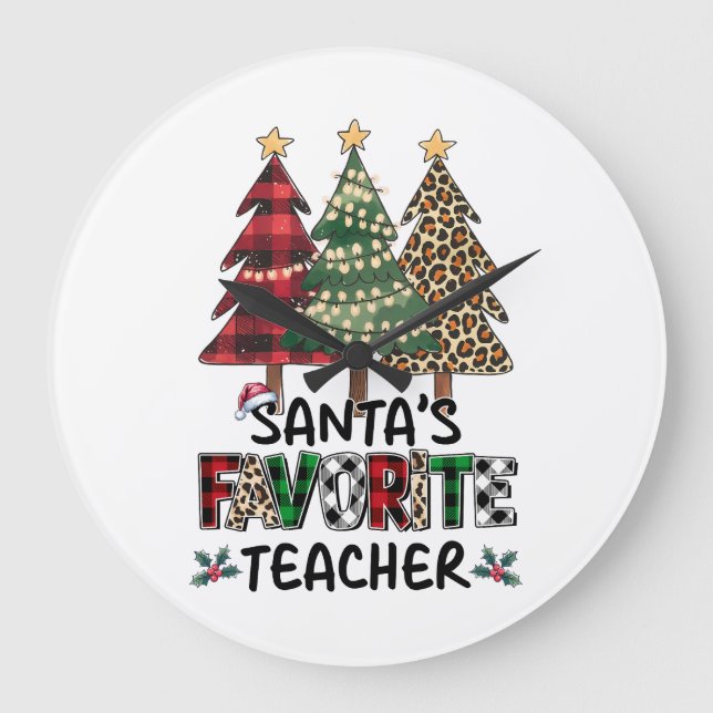 Teacher Gift | Santa's Favourite Teacher Large Clock (Front)