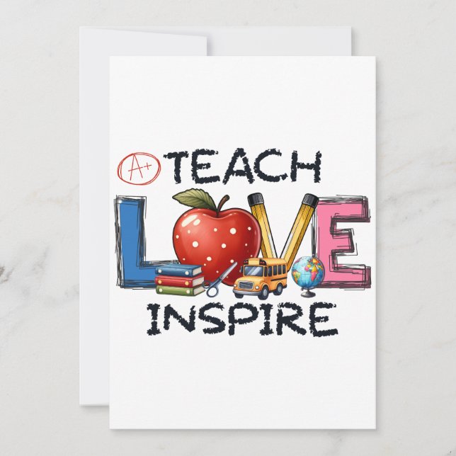 Teacher Gift | Teach Love Inspire Card (Front)