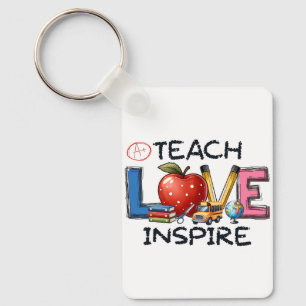 Teacher Gift Teach Love Inspire Key Ring