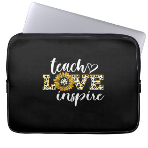 Teacher Gift Teach Love Inspire Leopard Laptop Sleeve