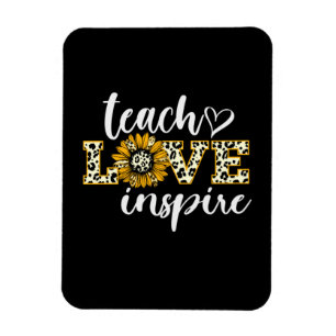 Teacher Gift Teach Love Inspire Leopard Magnet