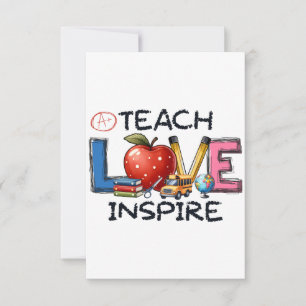 Teacher Gift Teach Love Inspire RSVP Card