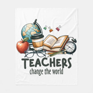 Teacher Gift Teachers Change The World Fleece Blanket