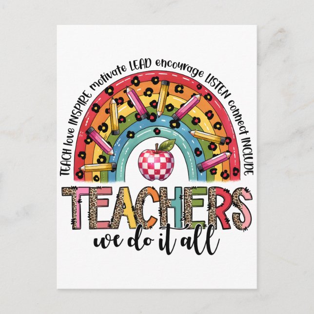 Teacher Gift | Teachers We Do It All Postcard (Front)