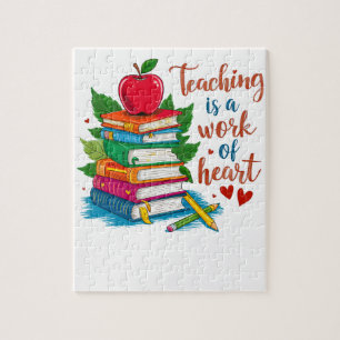 Teacher Gift Teaching Is A Work Of Heart Jigsaw Puzzle
