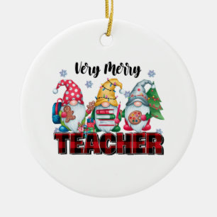 Teacher Gift Very Merry Teacher Ceramic Ornament