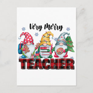Teacher Gift Very Merry Teacher Holiday Postcard