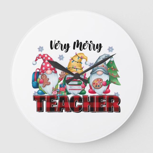 Teacher Gift | Very Merry Teacher Large Clock (Front)
