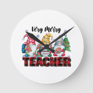 Teacher Gift Very Merry Teacher Round Clock