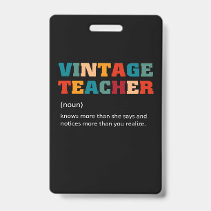 Teacher Gift Vintage Teacher ID Badge