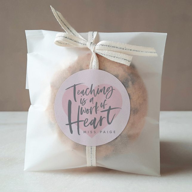 Teacher gift watercolor heart classic round sticker (Creator Uploaded)