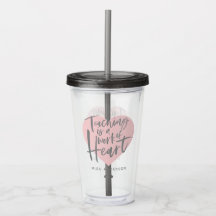 Teacher gift watercolor heart coffee mug acrylic t