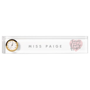 Teacher gift watercolor heart nameplate