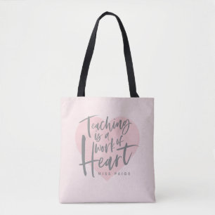 Teacher gift watercolor heart tote bag