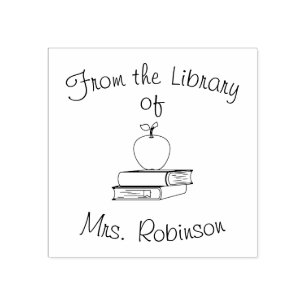 Teacher Gifts Classroom Books Library Rubber Stamp