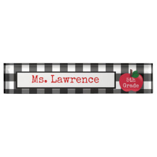Teacher Gingham Desk Nameplate