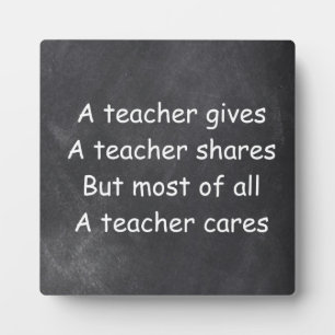 Teacher Gives Cares Shares Chalkboard Design Gift Plaque