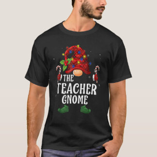 Teacher Gnome Buffalo Plaid Matching Family Christ T-Shirt
