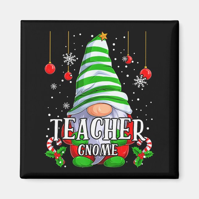 Teacher Gnome Christmas Pajamas Matching Family Gr Magnet (Front)