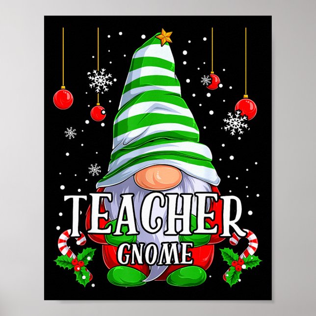 Teacher Gnome Christmas Pajamas Matching Family Gr Poster (Front)