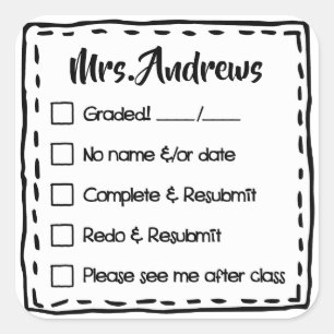 Teacher Grading Papers Student Art Teacher Art Gra Square Sticker