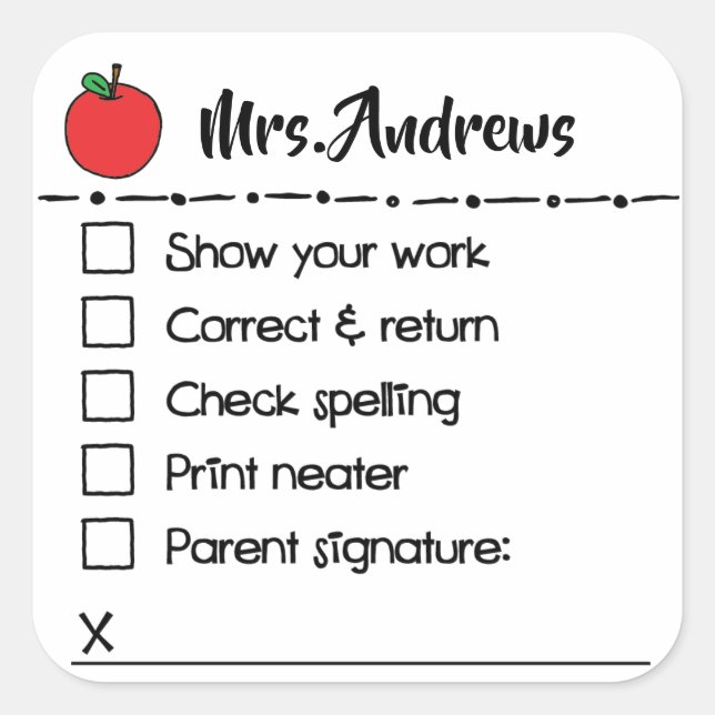 Teacher Grading Papers Student Art Teacher Art Gra Square Sticker (Front)