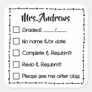 Teacher Grading Papers Student Art Teacher Art Gra Square Sticker