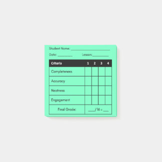 Teacher Grading Rubric Classwork Green Post It   Post-it Notes