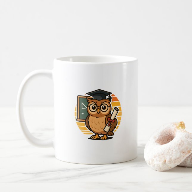 Teacher Graduation Funny Owl  Coffee Mug (With Donut)