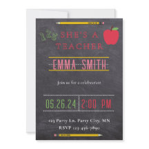 Teacher Graduation Invitation Chalkboard Invite