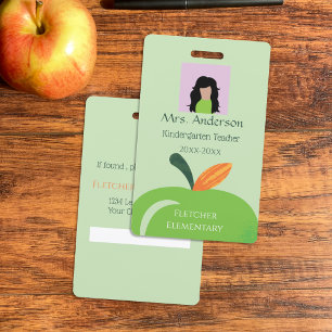 Teacher Green Apple Photo ID Badge