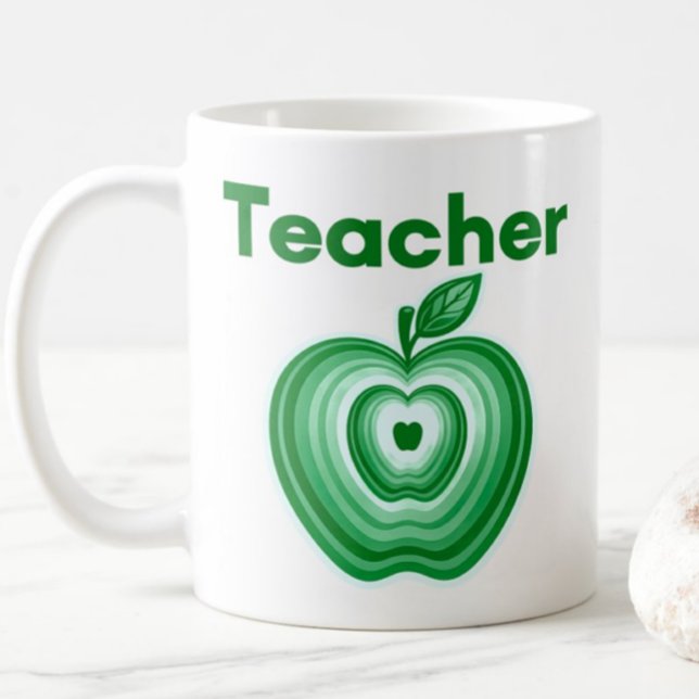 Teacher Green Apple Rings Gift Coffee Mug (Creator Uploaded)