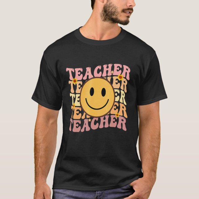 Teacher Groovy Retro Hippie 3 T-Shirt (Front)