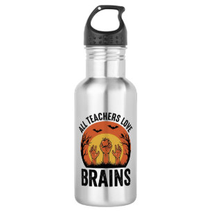 Teacher Halloween Brains Vintage Vector Design_1 532 Ml Water Bottle