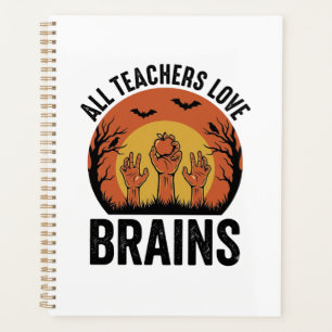 Teacher Halloween Brains Vintage Vector Design_1 Planner