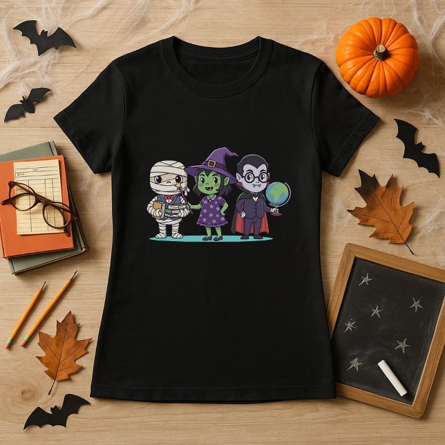 Teacher Halloween Cute Mummy, Witch & Vampire T-Shirt (Creator Uploaded)