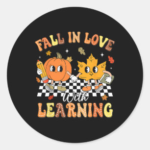 Teacher Halloween Fall In Love With Learning Thank Classic Round Sticker
