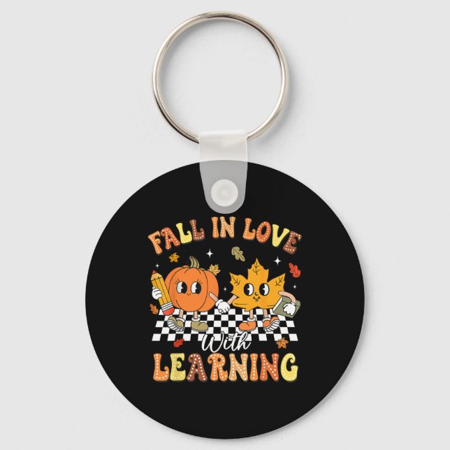 Teacher Halloween Fall In Love With Learning Thank Key Ring (Front)