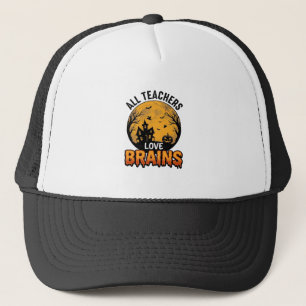 Teacher Halloween Love Brains Vintage Design_1 Trucker Hat