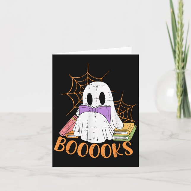 Teacher Halloween Shirt Ghost Teacher Book Library Card (Front)