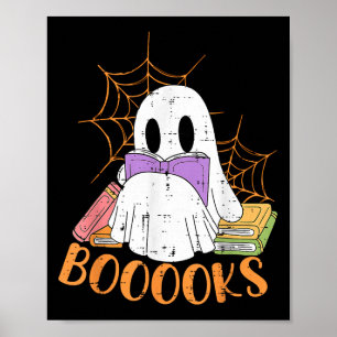 Teacher Halloween Shirt Ghost Teacher Book Library Poster